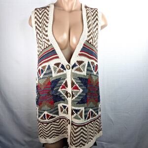 Vintage Petite Sophisticate Knit Sweater Cardigan Vest Women's Medium Button